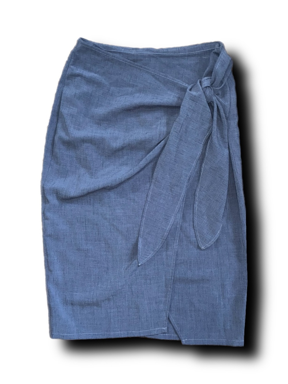 MOTF Slate Blue Tie-Waist Cotton Wrap Skirt Minimalist Vibes